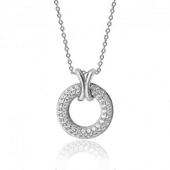 Silver & Co Pave Style Circle Cross Loop Cubic Zirconia Chain Pendant SPG0030CZ