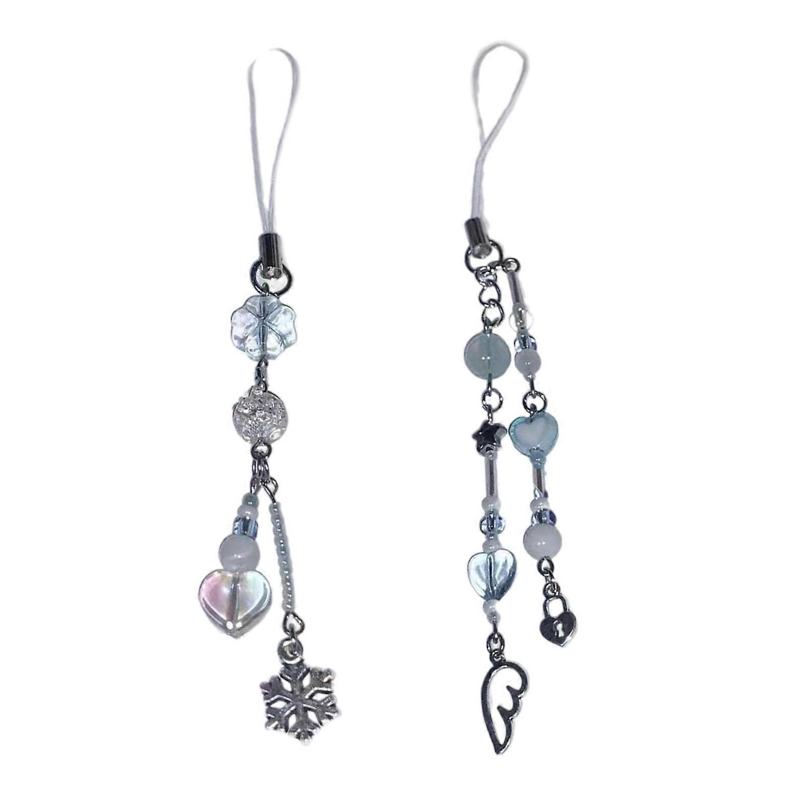 Handcrafted Beaded Phone Chain Lightweight Keychain Charm Portable Keyrings Accessory for Daily Use and Parties
