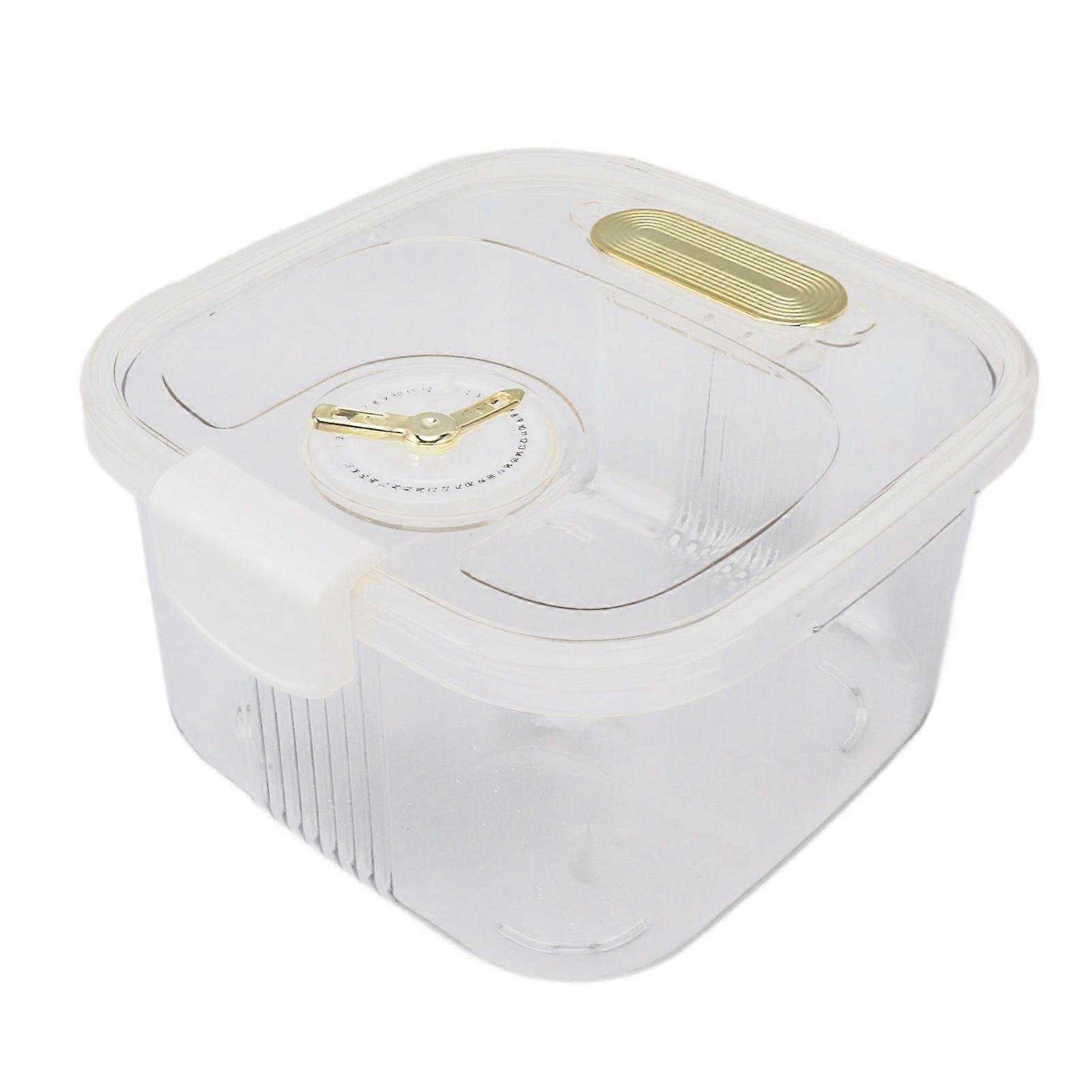 Airtight Rice Container Stackable Transparent Rice Bucket with Date for Grain Flour Snacks Sugar S 5kg/11.0lb White 