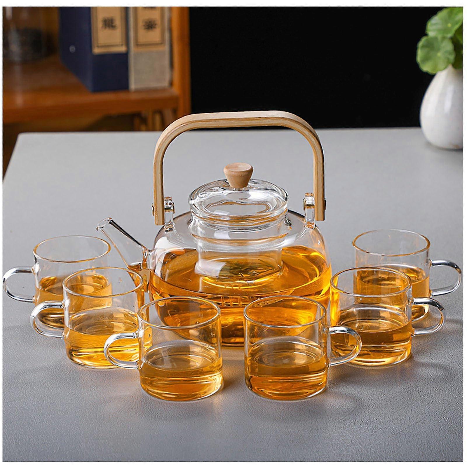 Clear Teapot for Stove Top and Loose Tea, 900ml Glass Teapot with Infuser, Elegant Design, Heat-Resistant