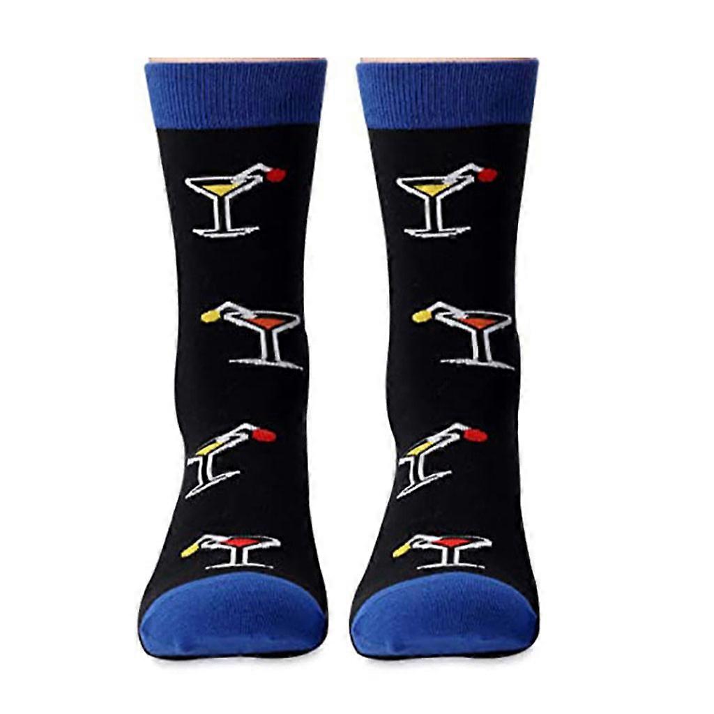 Funny Saying If You Can Read This Long Crew Socks Bring Me Martini Wine Letters Print Color Block Cotton Stockings Gifts Blue