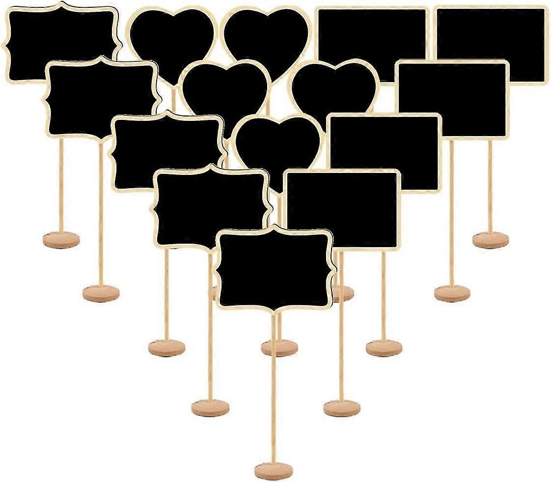 15kpl miniliitutaulukyltti, jossa on jalusta puu ruokakyltit minikyltit häihin syntymäpäiväjuhlien numero