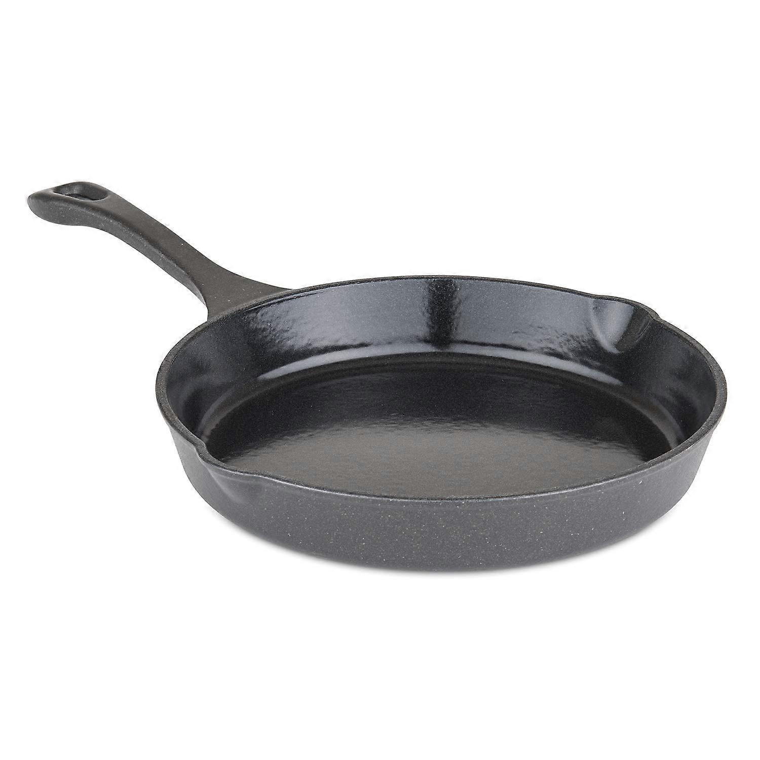Cast Iron Skillet 10 Inch Enameled Frying Pan Charcoal Non-Stick Kitchen Cookware Suitable for All Heat Sources