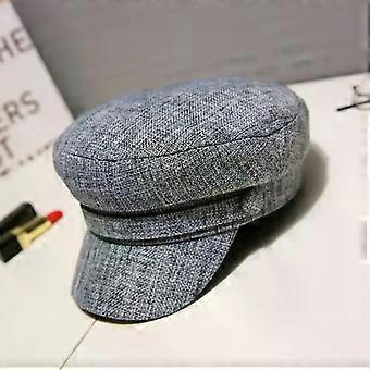 Personality Cotton Linen Women Autumn Flat Cap Berets Navy Hats Octagonal Cap