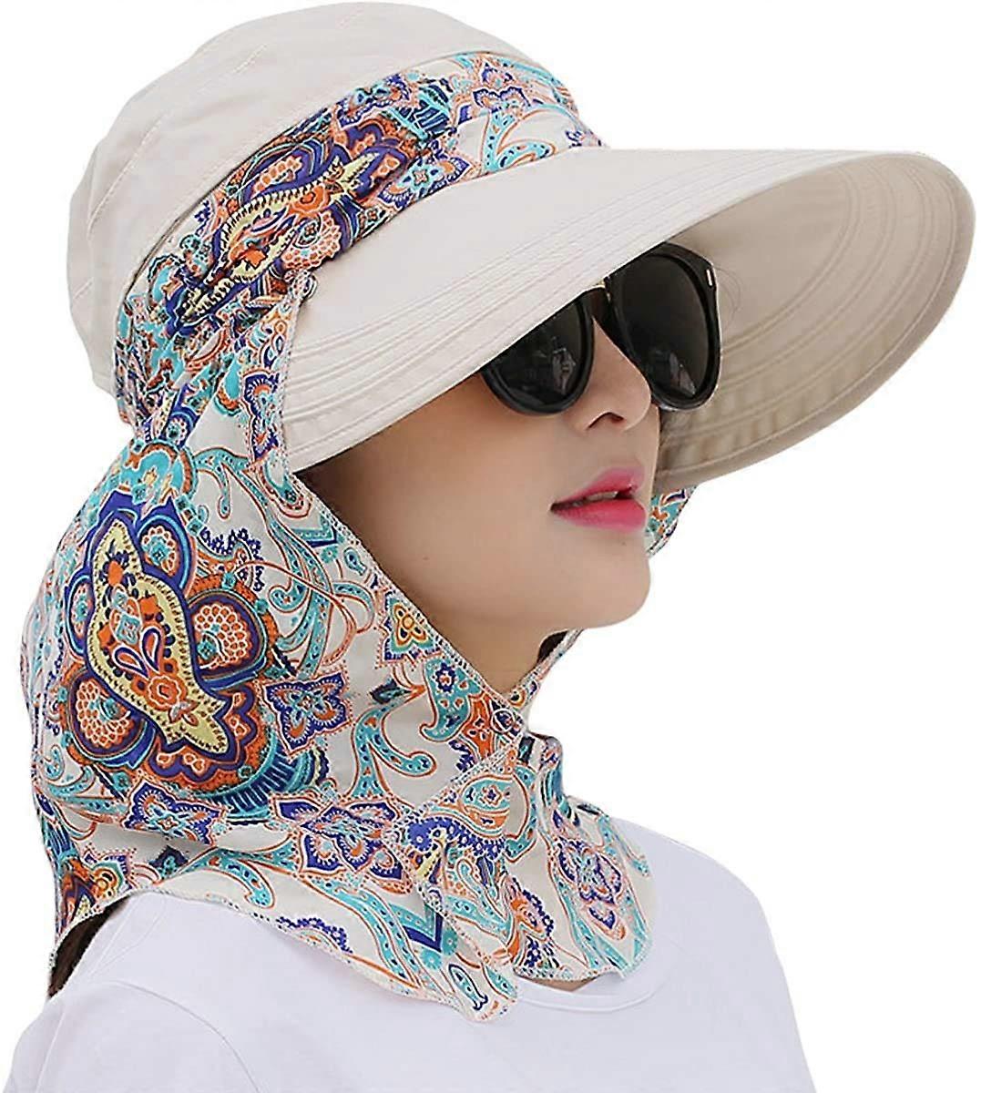 Round Brim Sun Visor UPF 50+ Sun Hat Neck Protector For Outdoor Activities