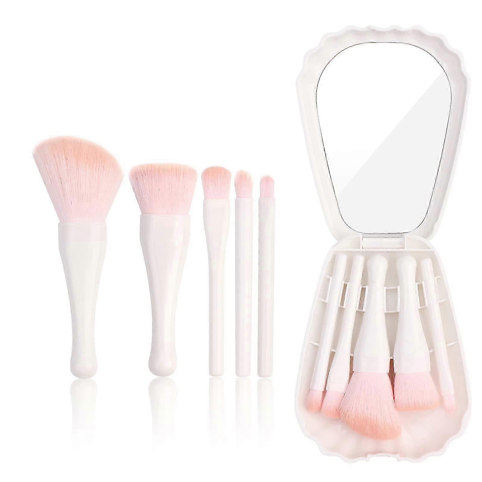 5Pcs Makeup Brushes Set with Shell Case for Blush, Loose & Shadow