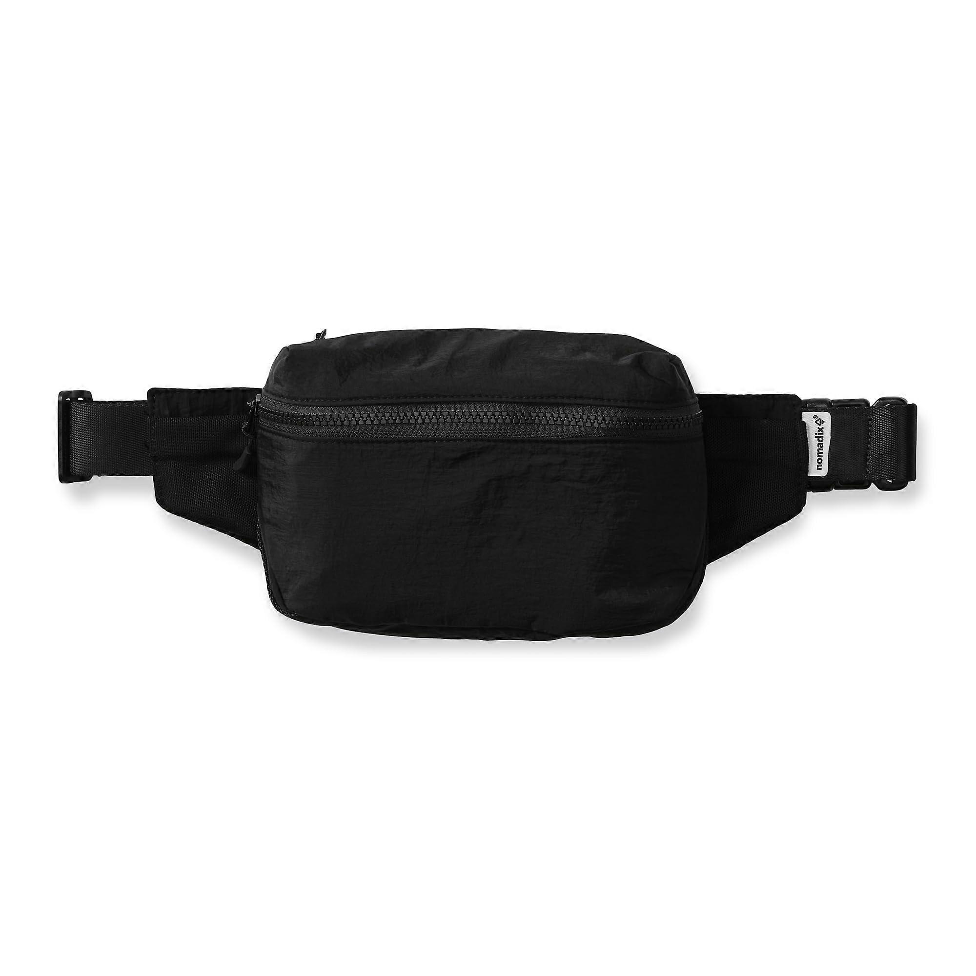 Fanny Pack Raven Black – Lightweight Water-Resistant Crossbody Bag for Hiking Festivals Travel – Eco-Friendly Recycled Nylon