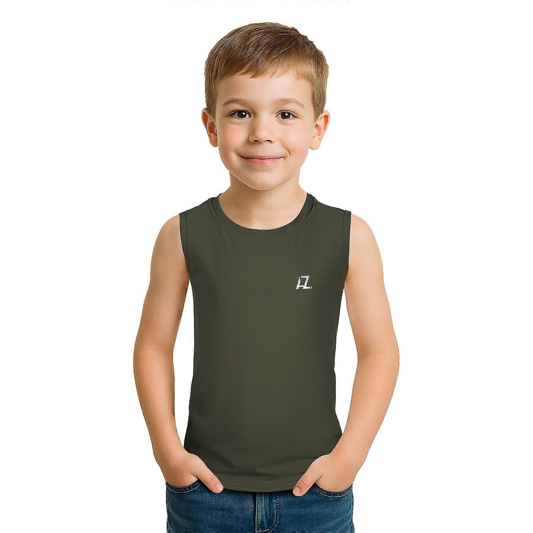 Kids Boys Plain Sports Vest Athletic Soft Feel Summer Tank Sleeveless Casual Top