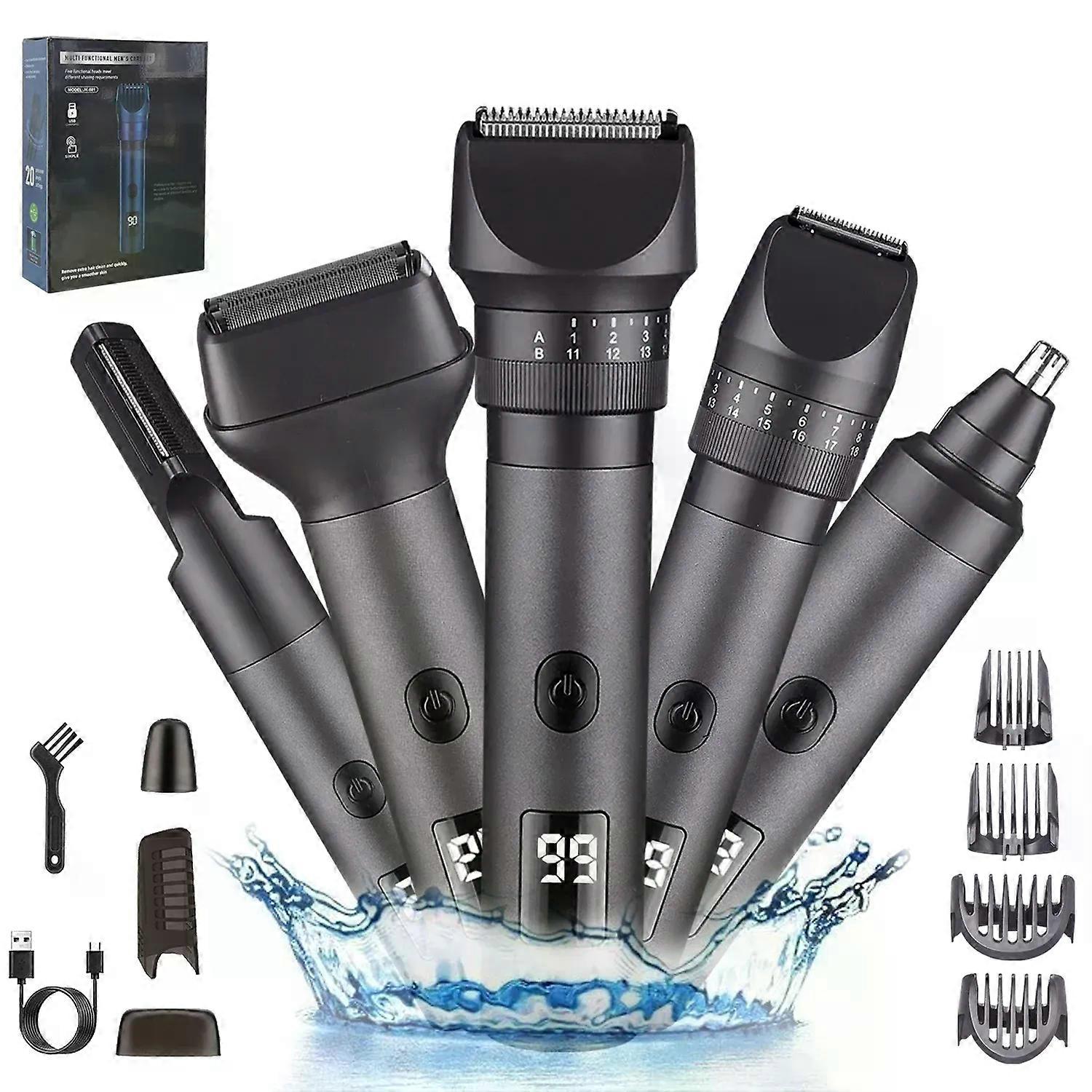 男性用カミソリヘアカットトリマーキット用電動バリカンシェーバー多機能ノーズヘアトリマー5In1プロフェッショナル