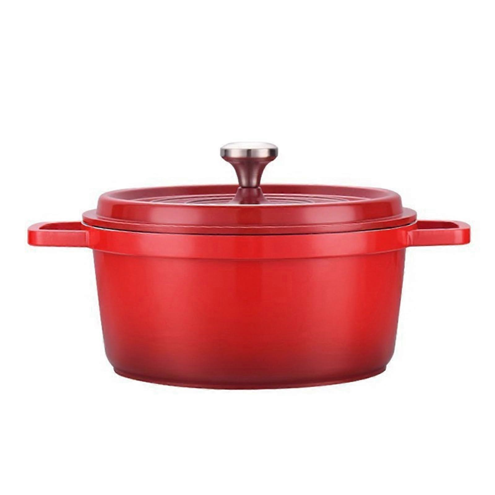 Dutch Oven Pot With Lid, 4 Qt Nonstick Enameled Cast Iron Dutch Oven For Baking Bread, Red Color Kitchen Cookware