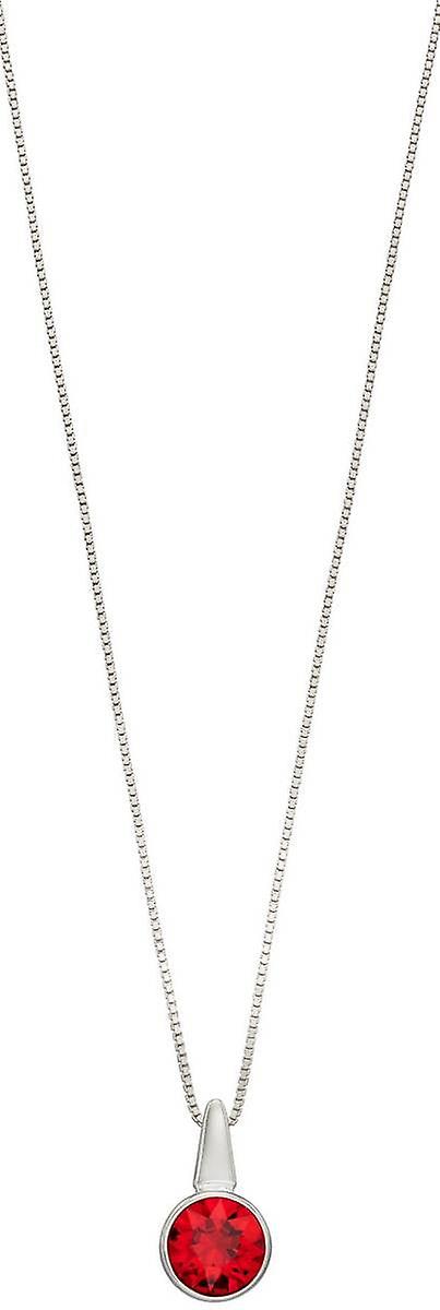 Elements Silver Pillar Round Drop Light Siam Crystal Pendant - Silver/Red
