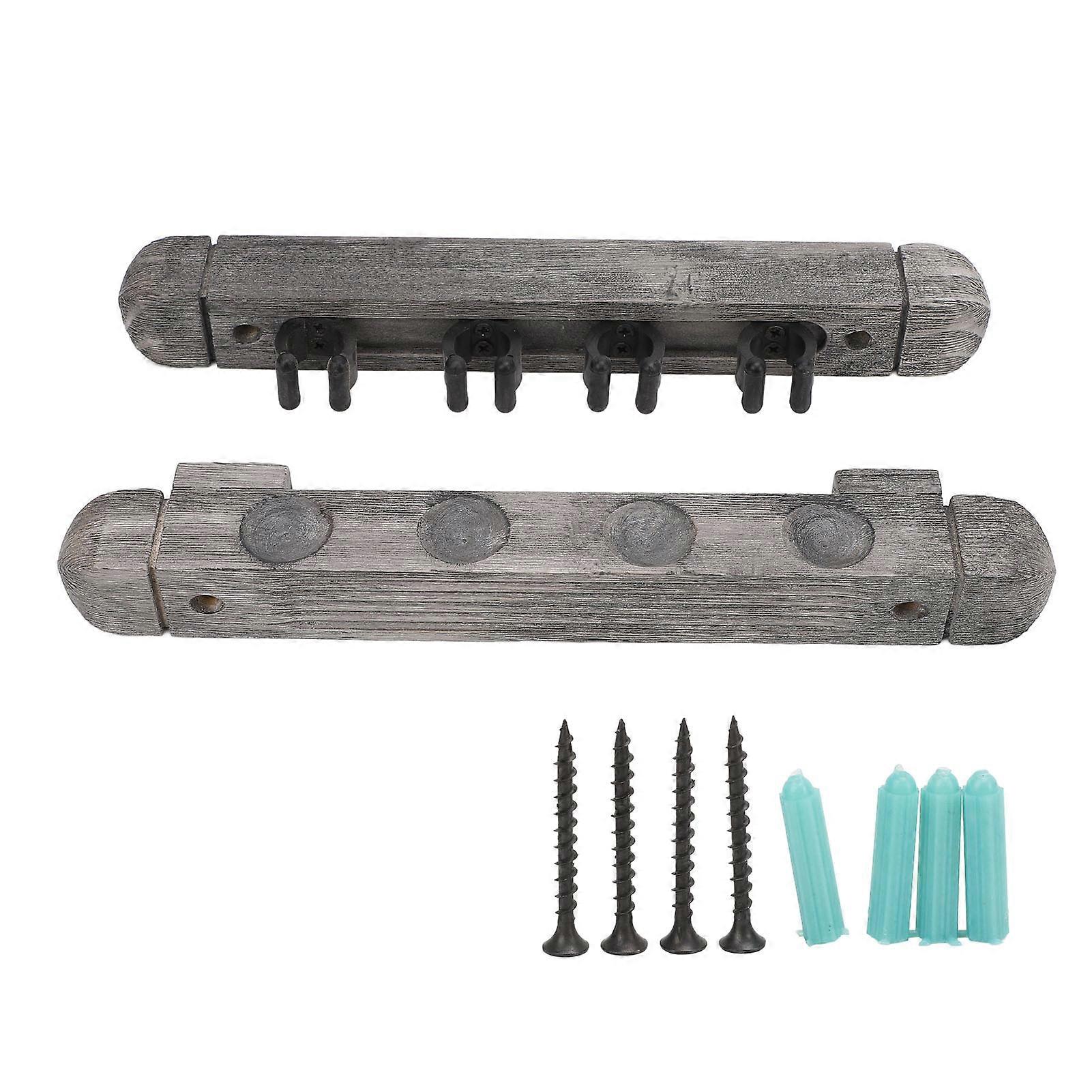 Porte-queue mural Rack 4 fentes Porte-queue de billard en bois moderne Gris argenté