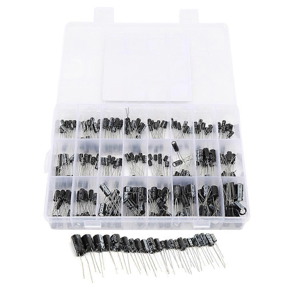 240Pcs Black Electrolytic Capacitor Assortment Kit 0.1uF-1000uF with Storage Box Electronic Components