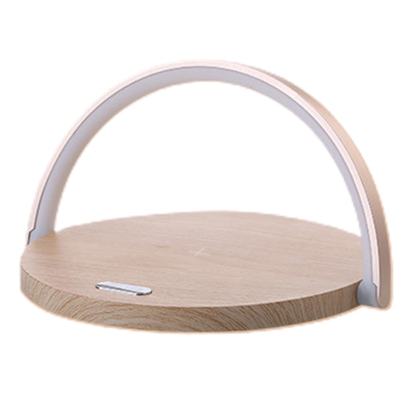 Table Lamp 3 Light Hues for Touch Lamp with Wireless Charging 10W Max Charger Nightstand Reading Lamp for Home Wood grain