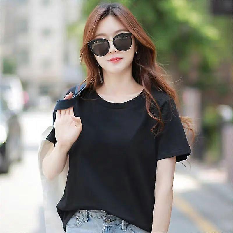 여성용 여름 순면 화이트 반팔 티셔츠, 만화 미키 마우스 프린트, 트렌디한 루즈핏 반팔 티셔츠