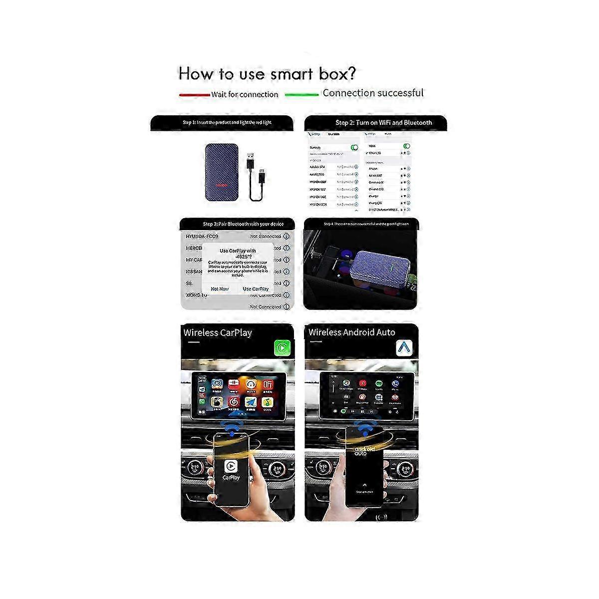 4.0 Wireless Android Auto CarPlay Adapter for CarPlay Dongle Compatible with Wired CarPlay USB Plu