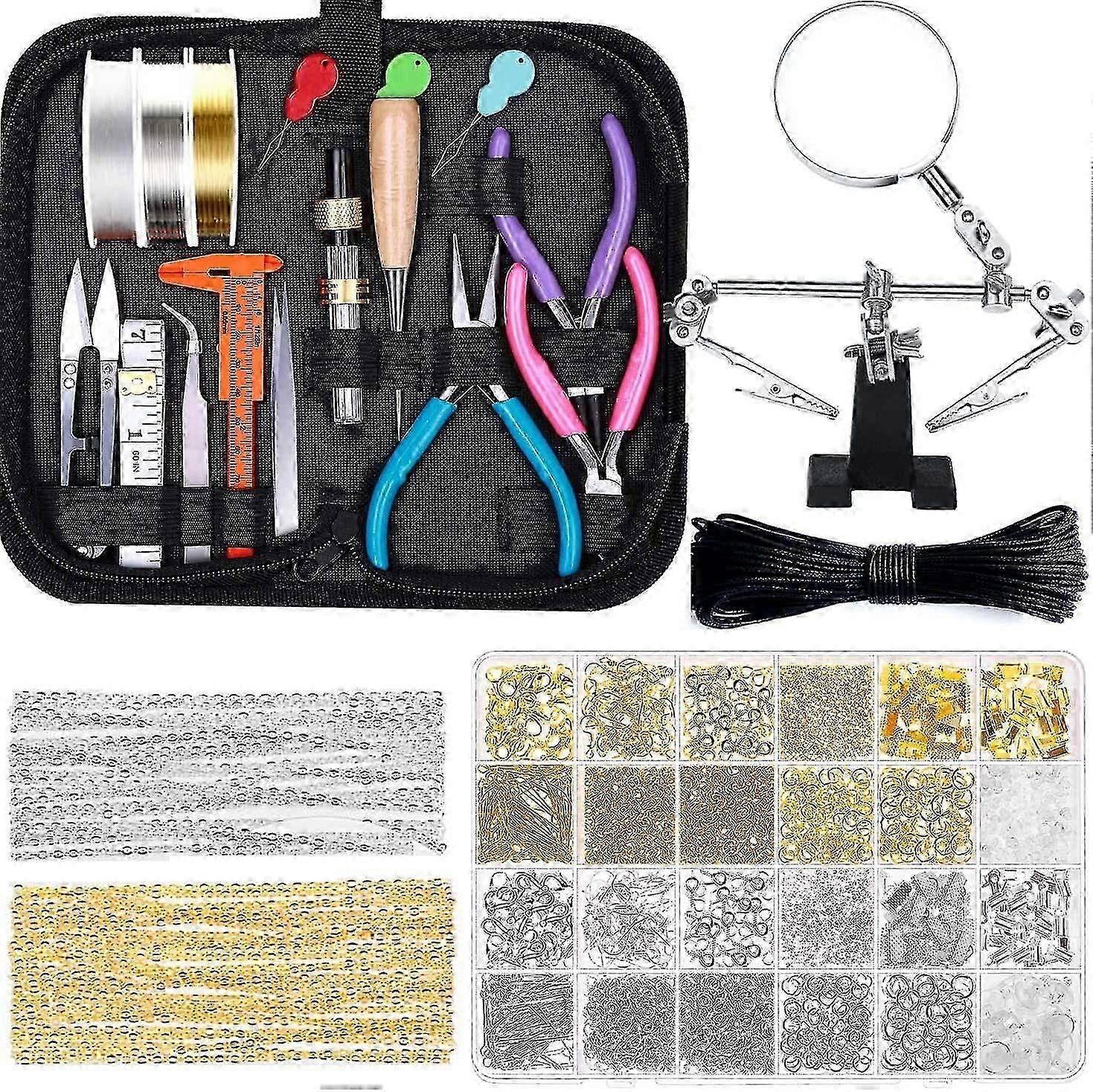 Jewelry Making Kit Leather Bag Tool Set Maintenance Assistant (colored Pliers) - Ya01