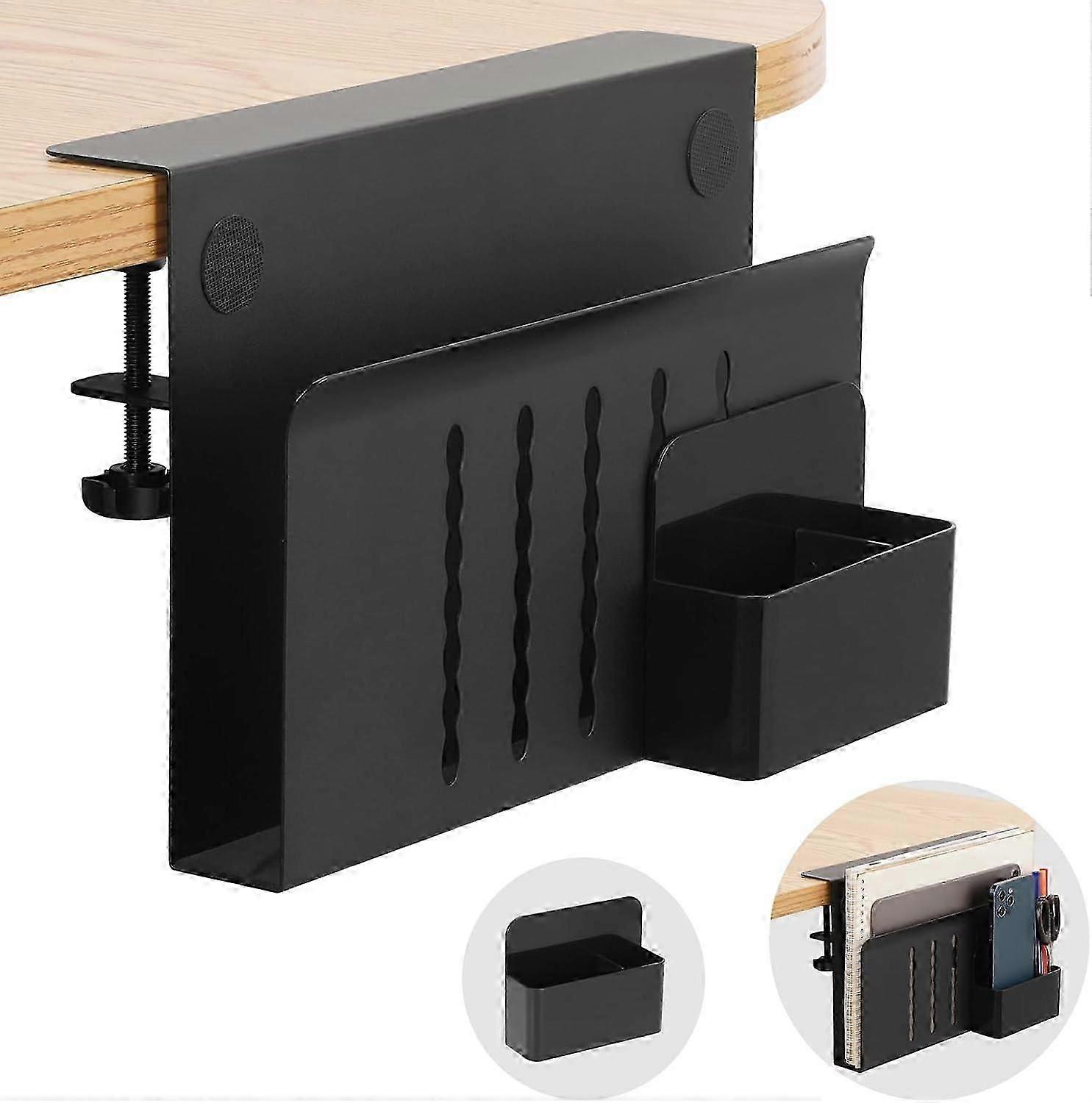 Desktop Storage Rack Desktop Storage Rack for Laptop Clip-on Desk Stand Drilled Standing Desk Drawer for Office Supplies and Studio Essentials (Black)