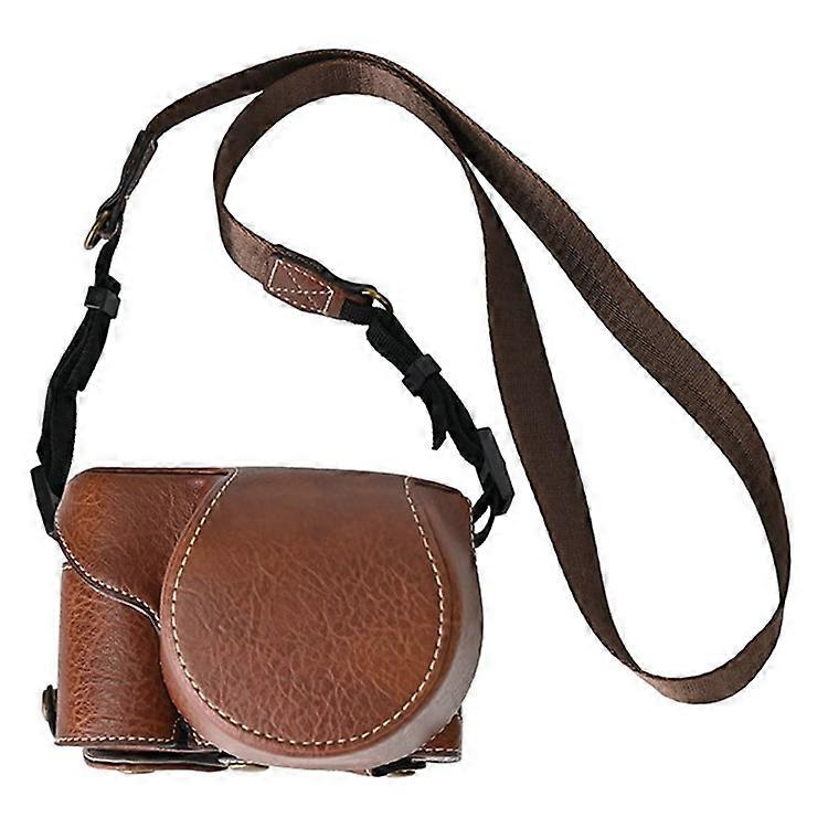 Compatible For Sony Alpha ZV-E10 Camera Case Litchi Texture Leather Cover with Battery Hole + Strap