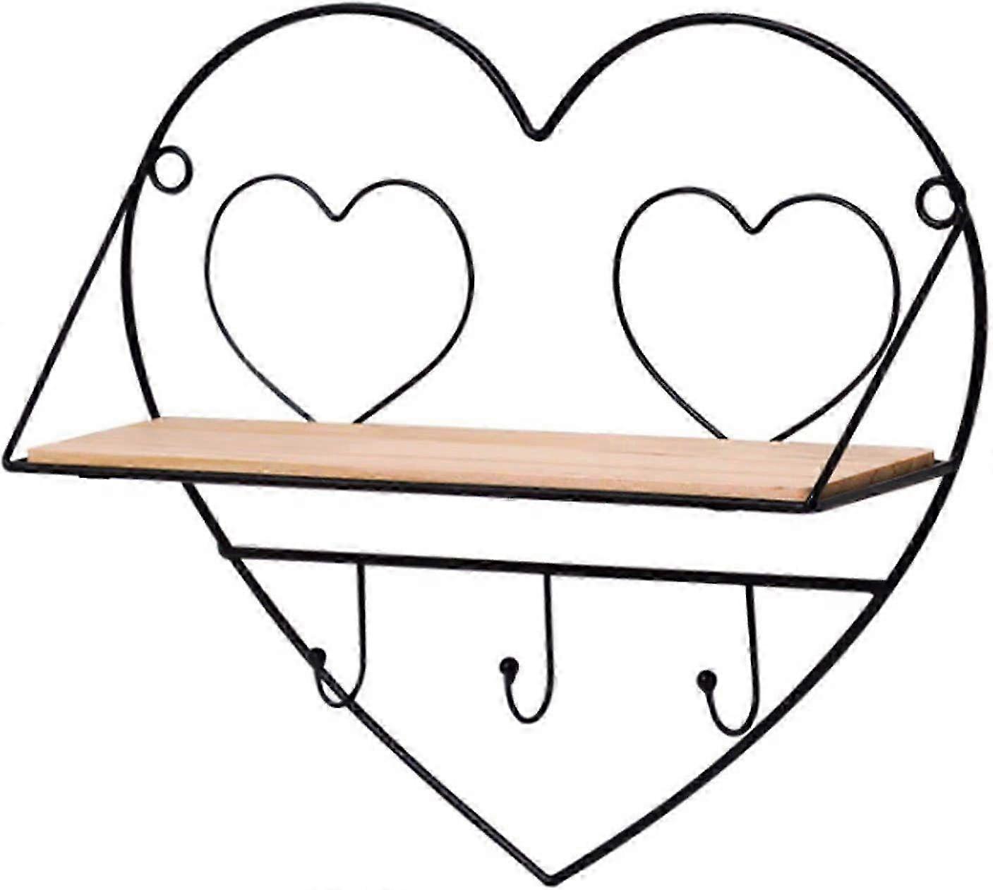 2025 Wood and Metal Wall Shelf, Wood and Metal Wall Storage Shelf with Hooks, Industrial Floating Wa