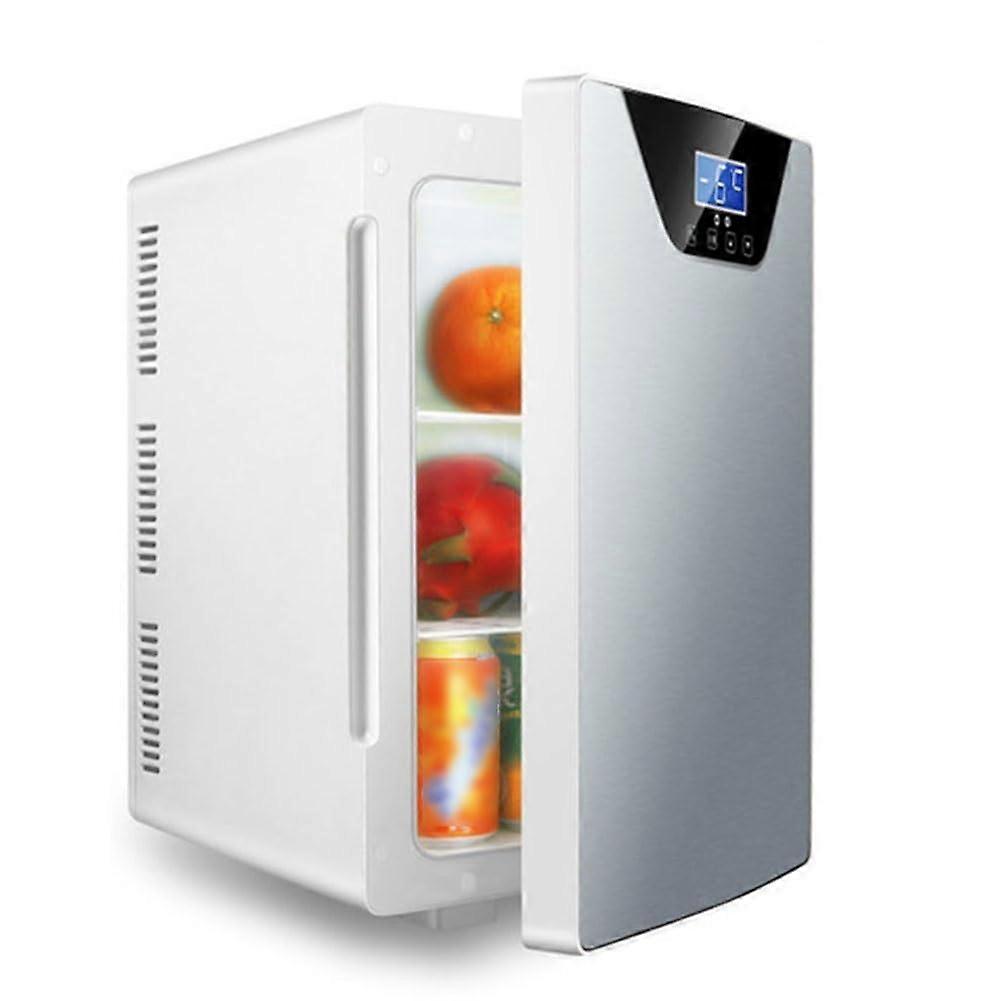 20 L Mini Fridge for Bedroom, with Hot and Cold Setting, AC DC Power, Silver