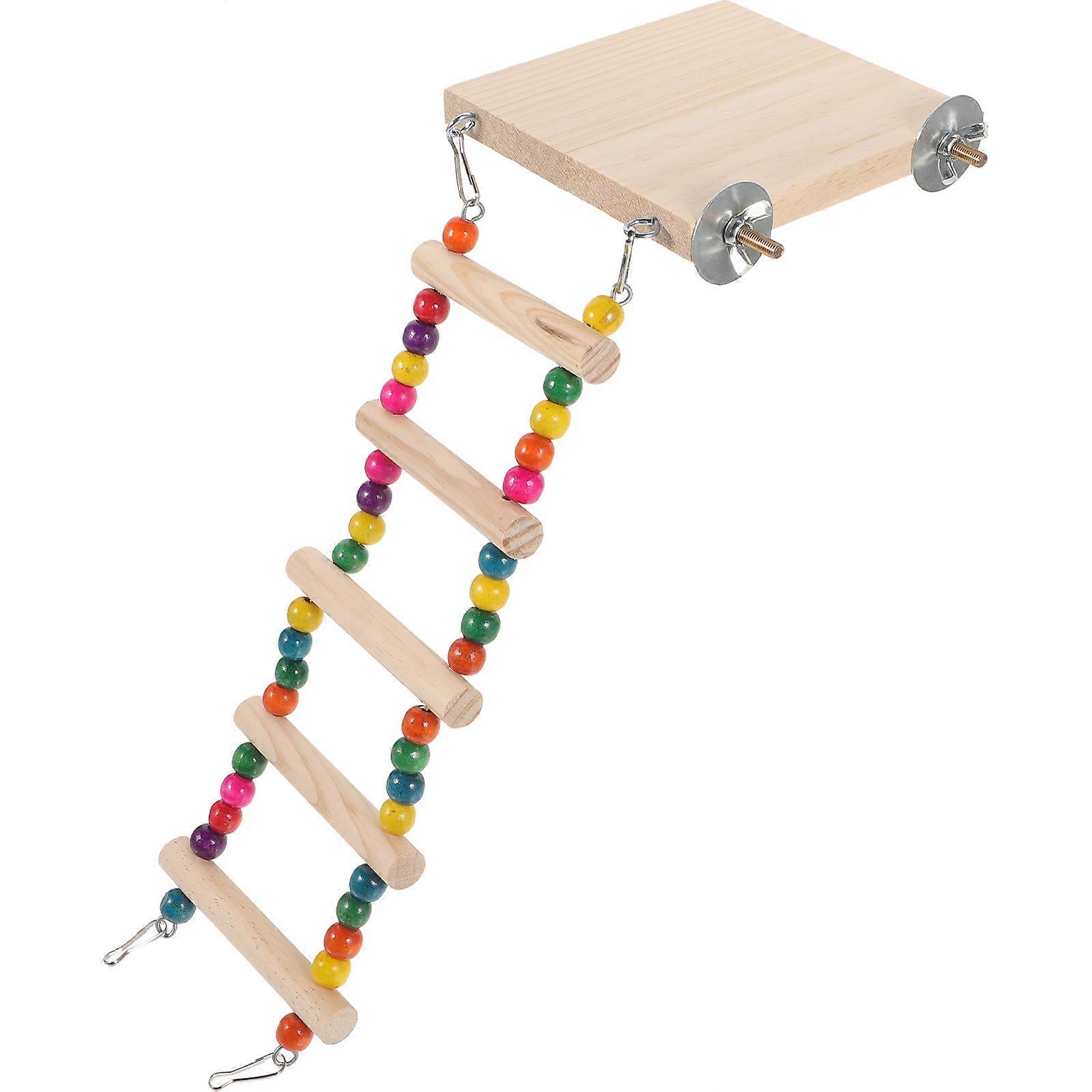 Bird Ladder with Perch Platform for Parakeets, Parrots, and Birds – Cage Climbing Step Accessory for Training and Play