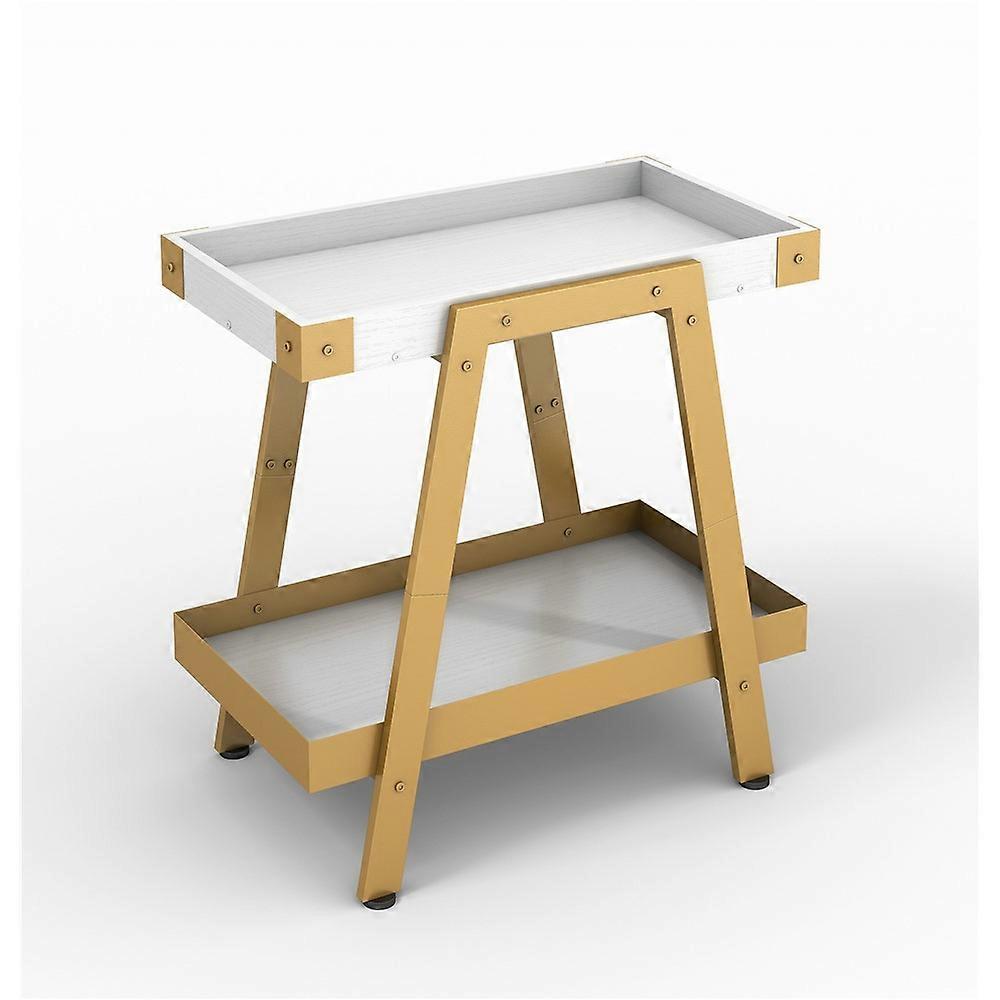 2-Tier Framed Sofa Side Table End Table with Shelf Living Room Furniture 550x326x560mm