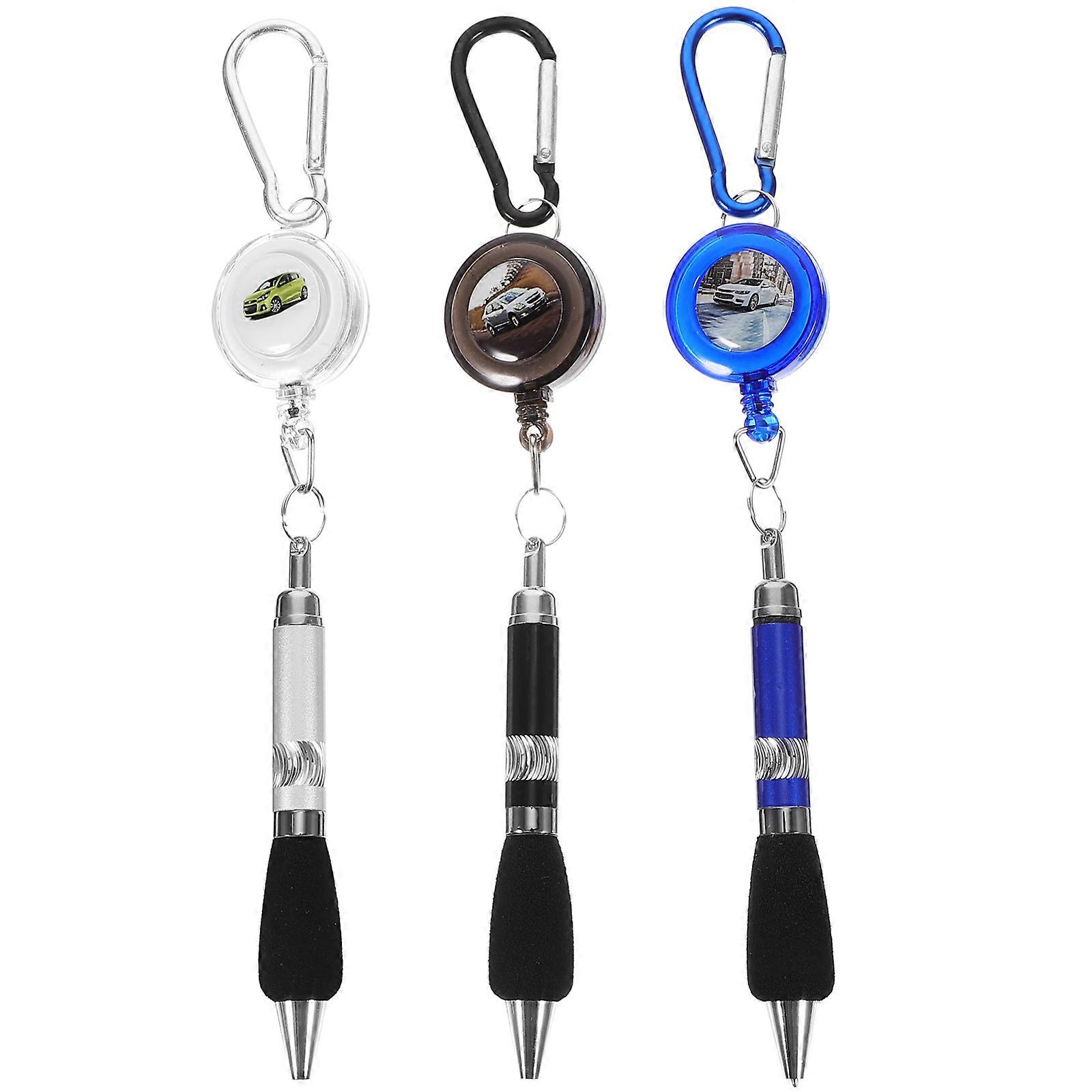 Retractable Pen Keyring Multi-Functional General Users 5Pcs/Set Mixed Color Badge Reel