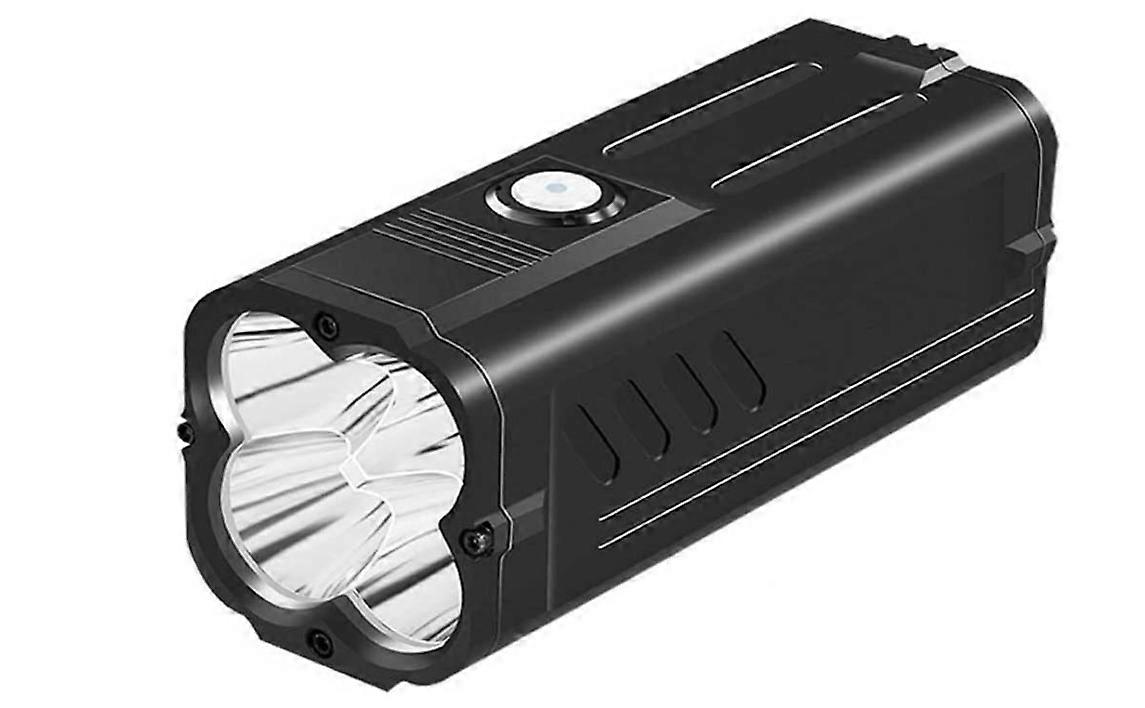 Flashlight, 80W Flashlight USB Searchlight Aluminum Alloy Work Light Portable Dimming Outdoor Camping Flashlight Mobile Power Supply(Black)