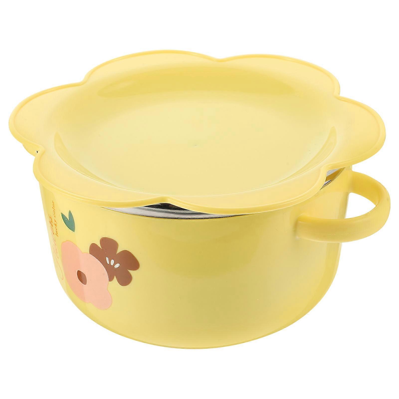 Stainless Noodle Bowl Daily Use Soup Bowl Kitchenware With Lid Round Multipurpose 1Pack