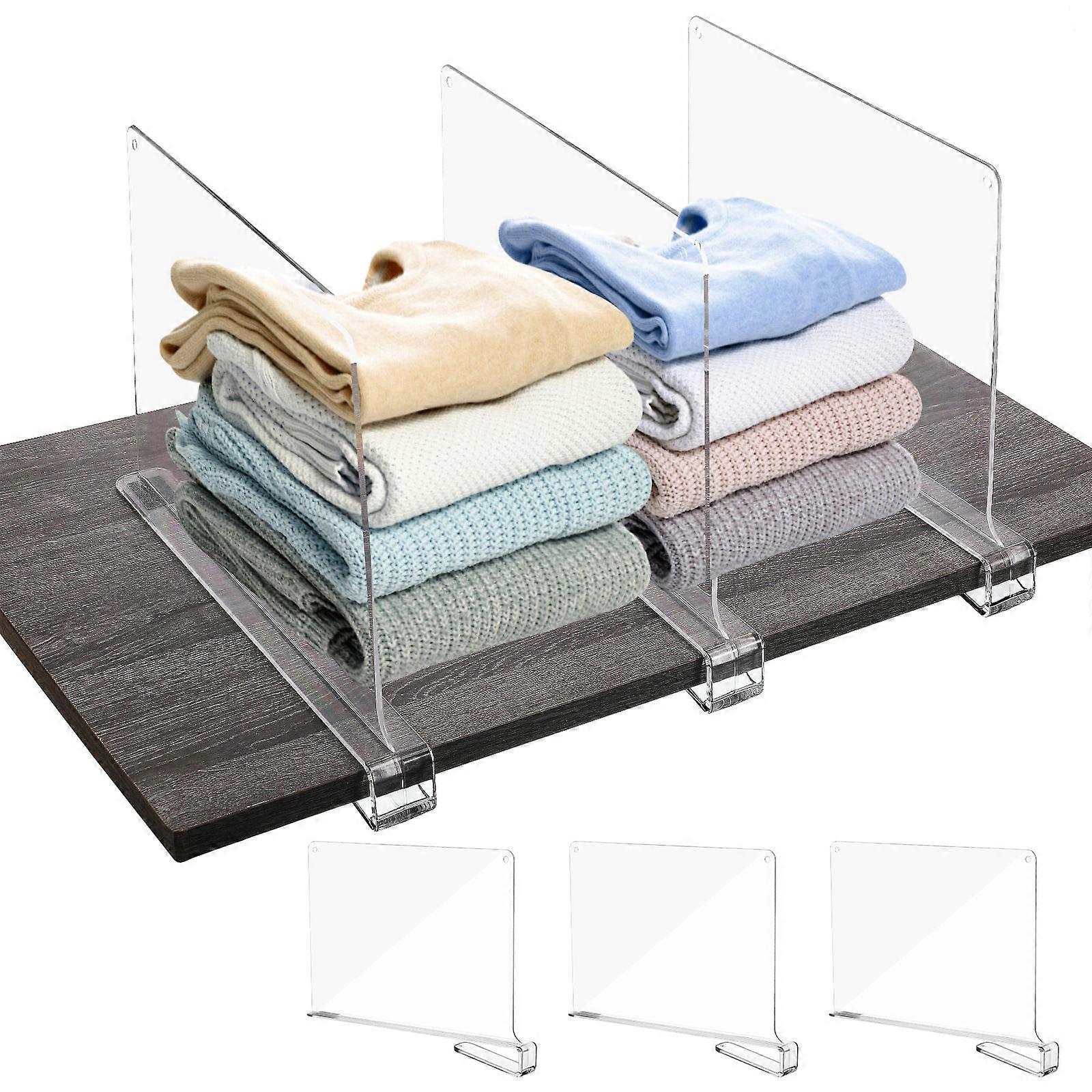 6 Pcs Transparent Shelf Dividers for Closet Organization – Easy No Tool Installation for Clothes and Handbags