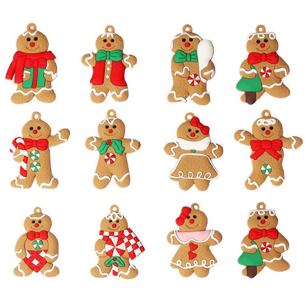 Tree Decorations Gingerbread Man Christmas Tree Pendant Girlfriend present 7X5X0.5CM Light Brown 12Pcs
