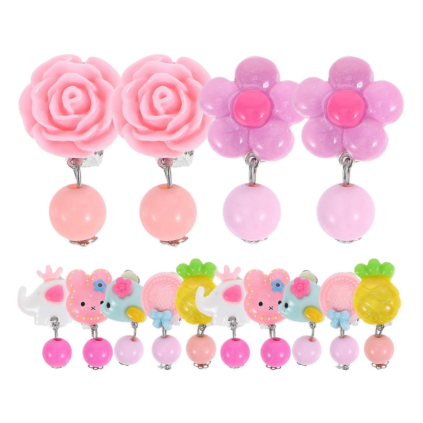 Kids Earrings For Girls Painless Ear Accessory Non Piercing Cartoon Shape Kids Style 1Set