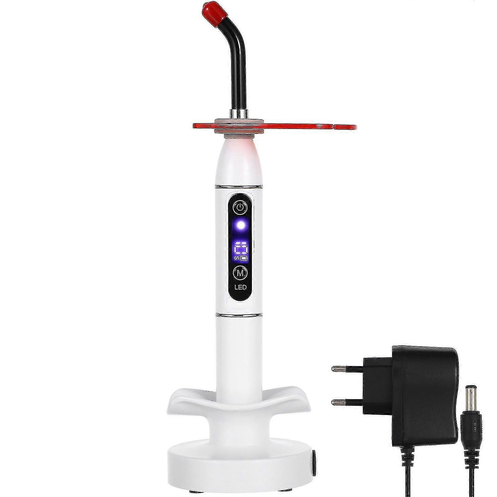 2024 Wireless Cordless Rechargeable Dental Solidification Orthodontics Built-in Led Curing Light Machine Cure Lamp With Eu Adapter (white)