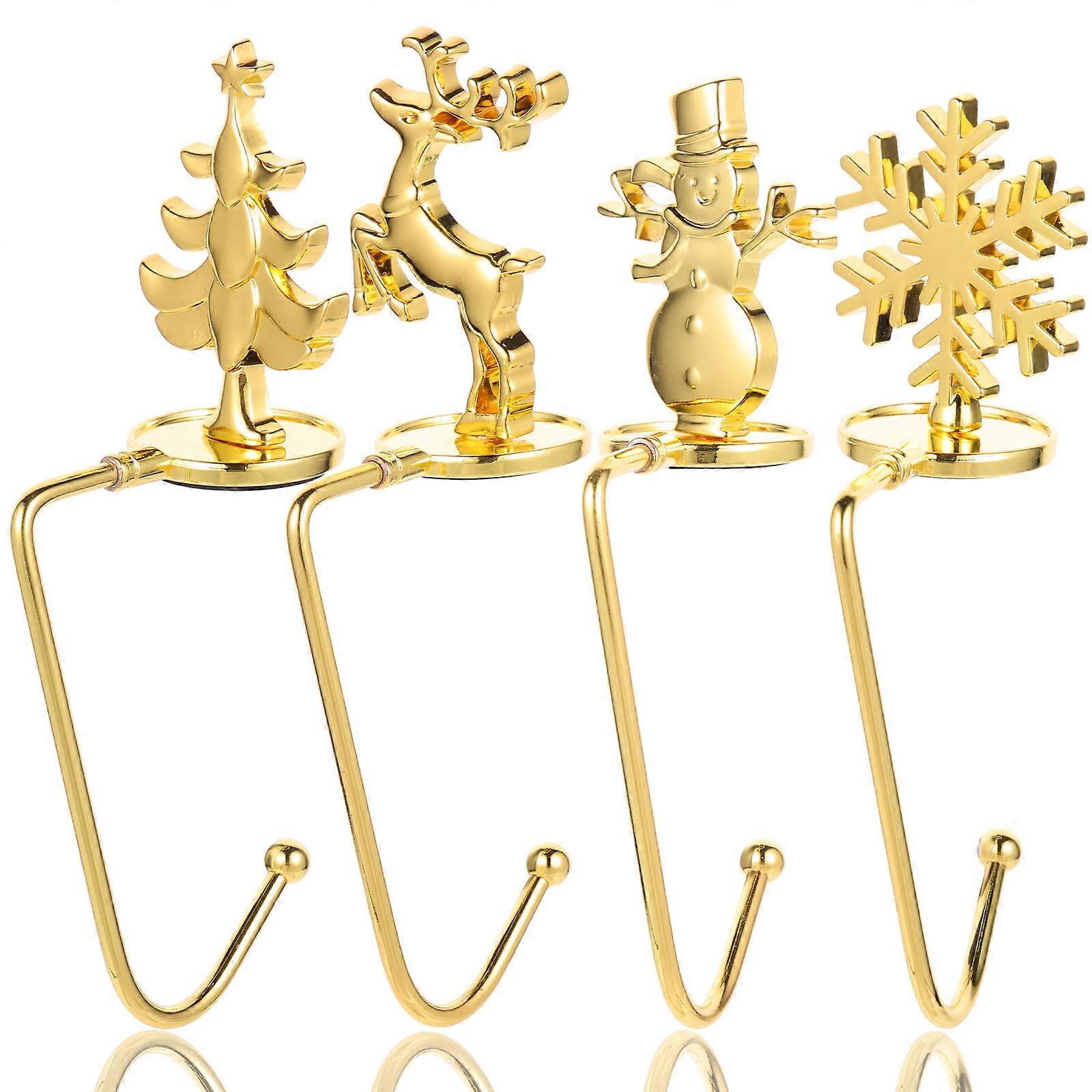 حاملات جورب رف احتفالية حديد عيد الميلاد 16.5x4.5x3.6 سم أكياس معلقة 4 قطع