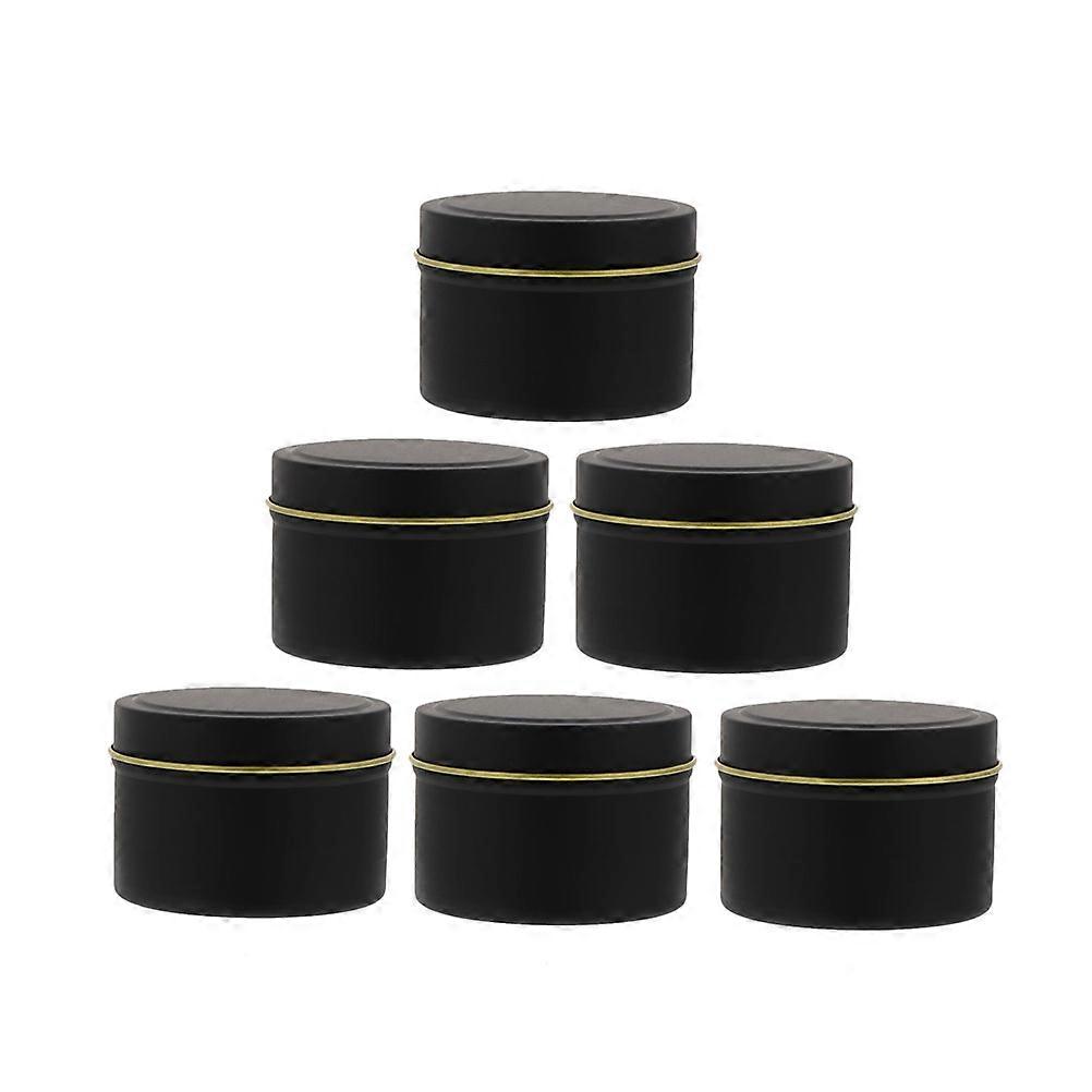 6pcs Tinplate Storage Cans with Lids – Multi Use Containers for Candy, Tea, Jewelry, Aromatherapy, Candles – Durable Black Tins for Wedding,