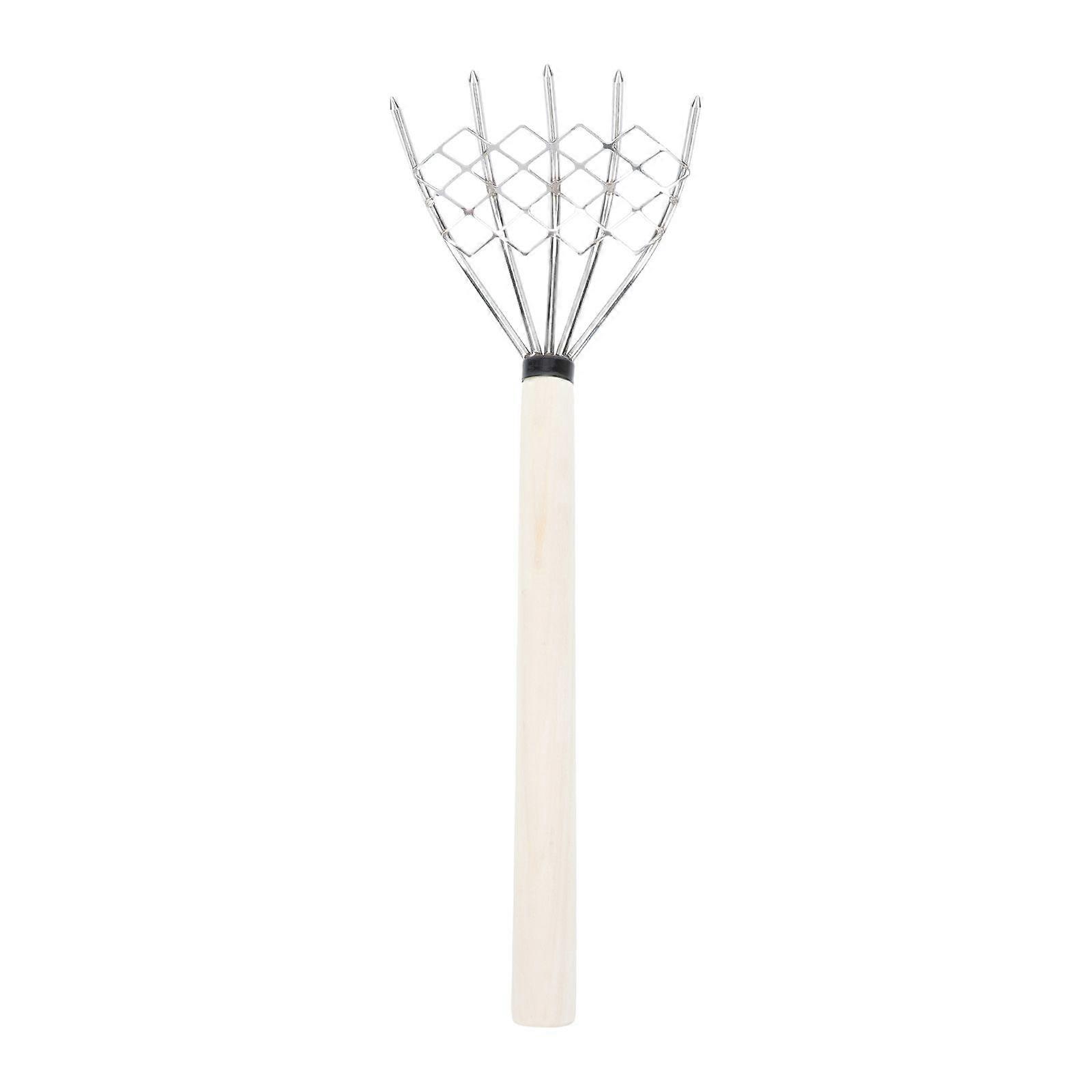 1Pc Clam Rake with Net 5 Claw Wood Handle Rake Spreading Soil Rake Garden Rake