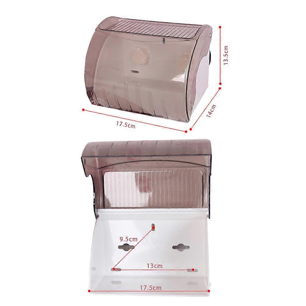 Toilet Paper Wall Holder Waterproof Suction Cup Installation Grey Plastic PP Rectangular Modern Style 17.5x14x13.5cm 1Pack
