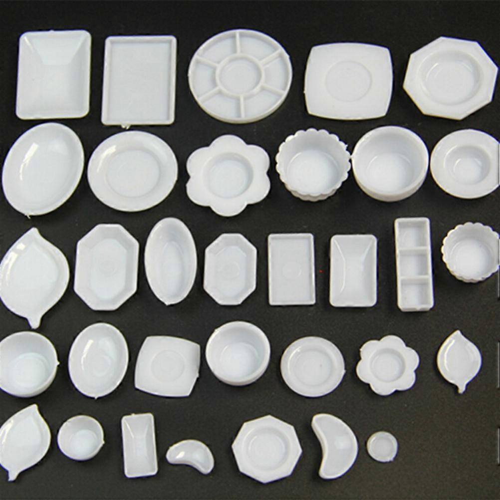 33 Pcs Set Miniature Tableware Plastic Plates