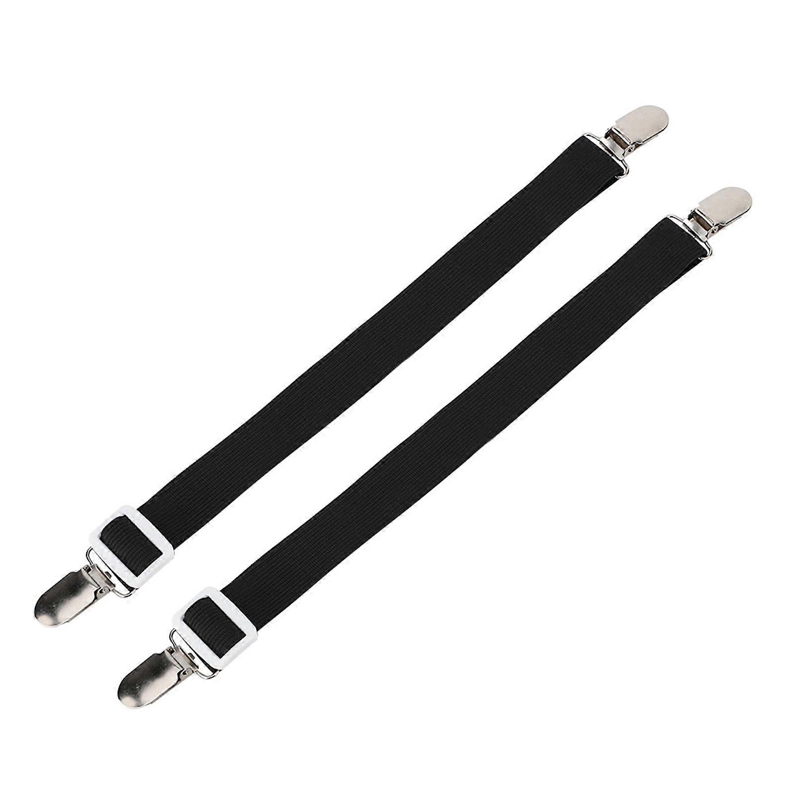 2 Pack Non-Slip Bed Sheet Holder Straps Multi-Purpose Mattress Clips (Black)