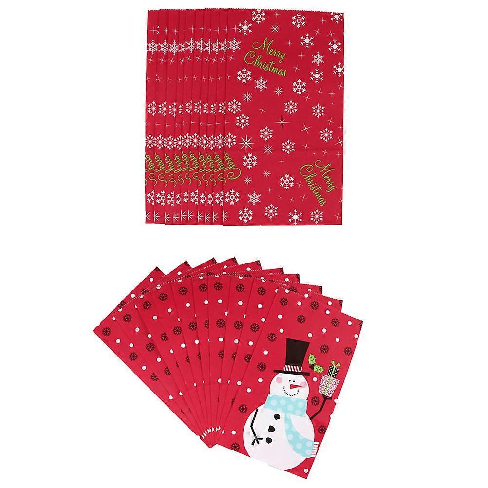 Kraft Paper Candy Bags Rectangular Storage 24x13cm Red 20Pack For Christmas Party Supplies