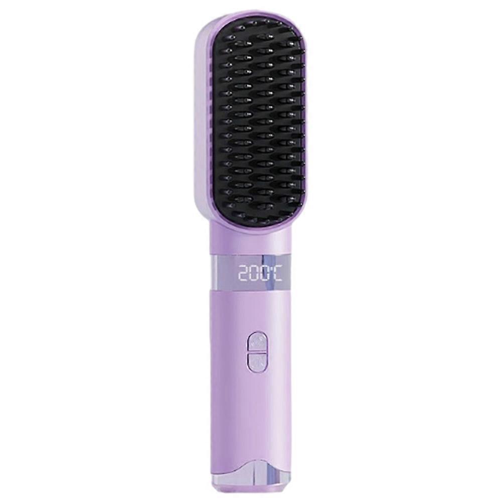 Cordless Hair Straightener Brush USB Rechargeable Negative Ion Hot Comb