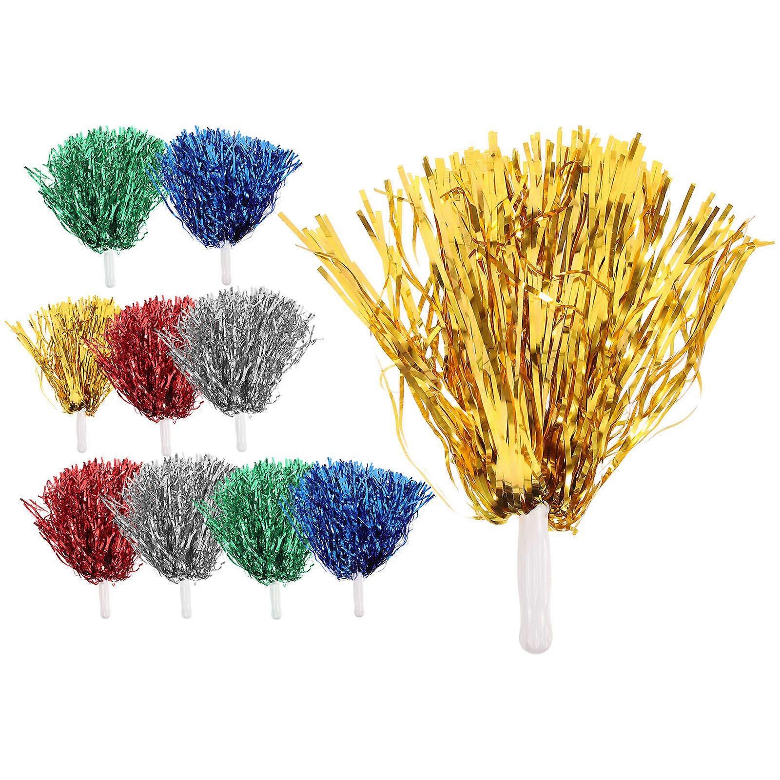 Cheerleading Pom Poms PE Material Gold Color For Cheerleading And Parties 10Pcs
