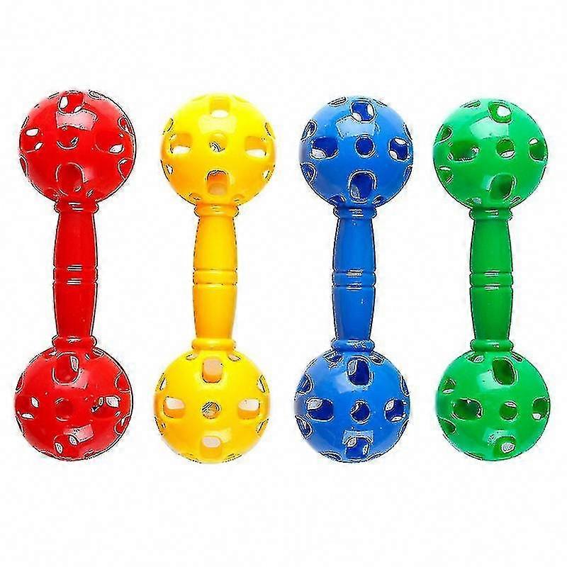 ألعاب خشخيشات الأطفال لحديثي الولادة - ألعاب دمبل بقبضة اليد للنمو المبكر مع الصوت (4 قطع ، أحمر وأصفر)