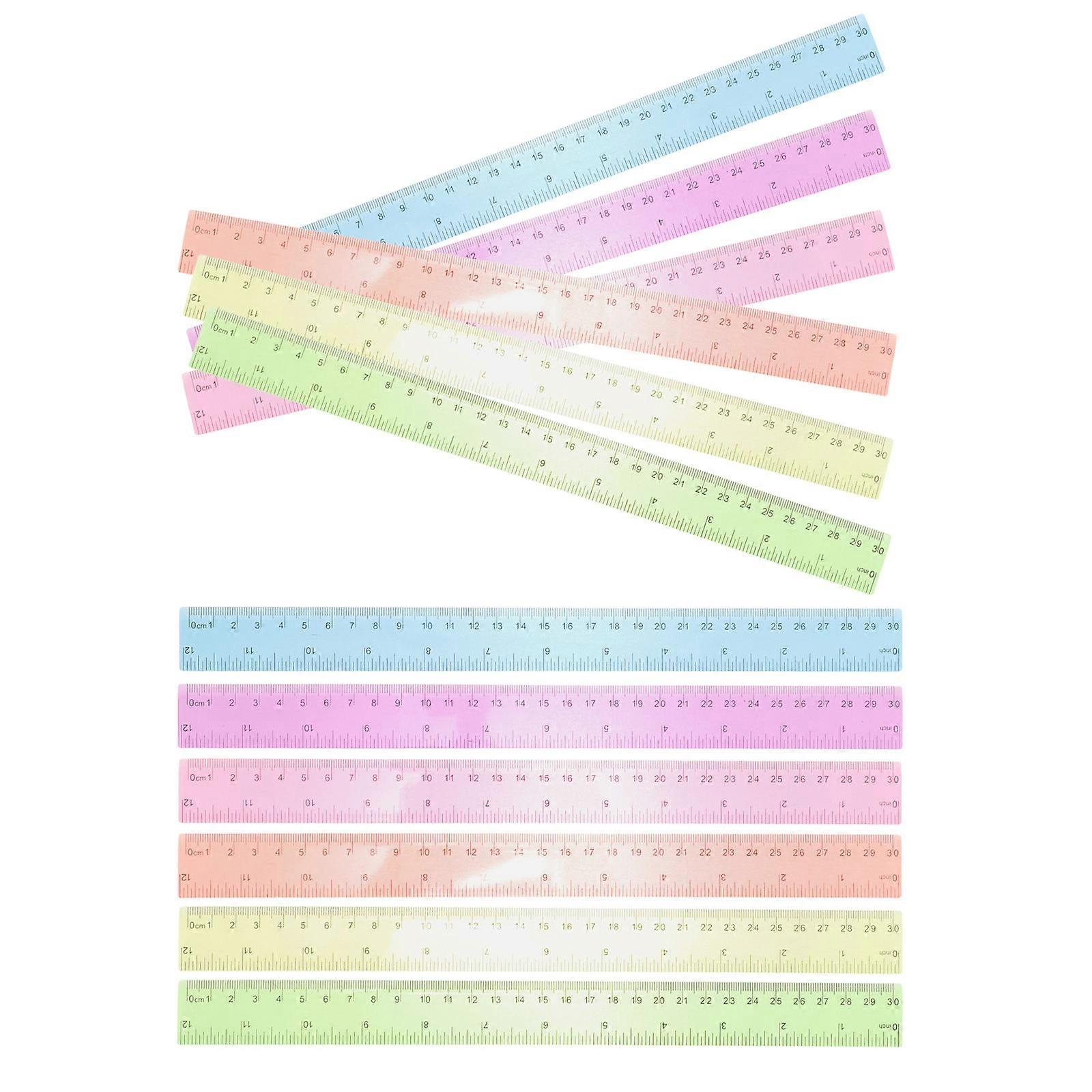 Stationery Ruler Clear Metric Rulers Office School Classroom Pink Color 12Pcs