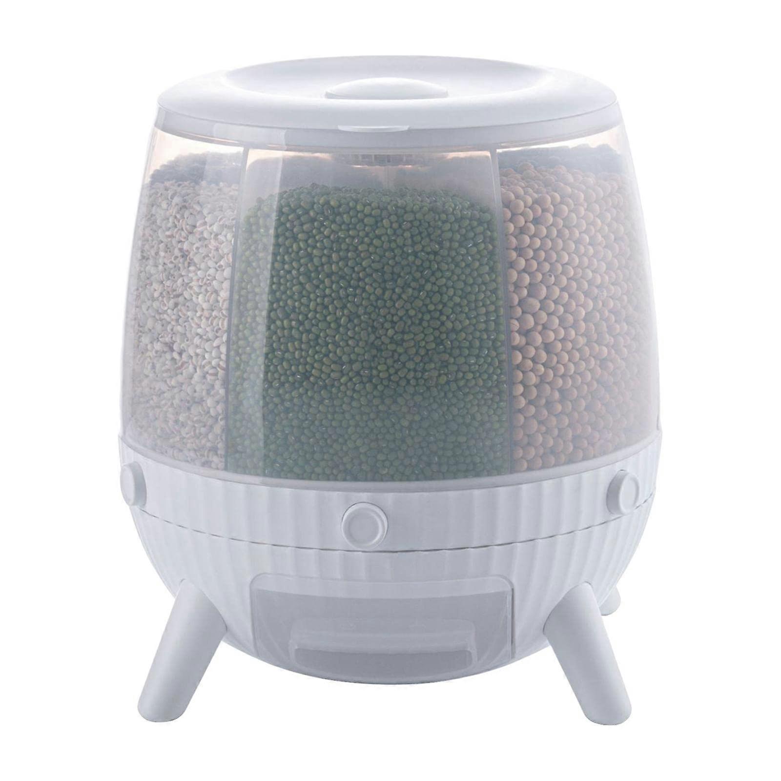 6in1 6 kg Rotatable Cereal Dispenser Worktop MoistureResistant Dry Food Storage Container Box Organizer
