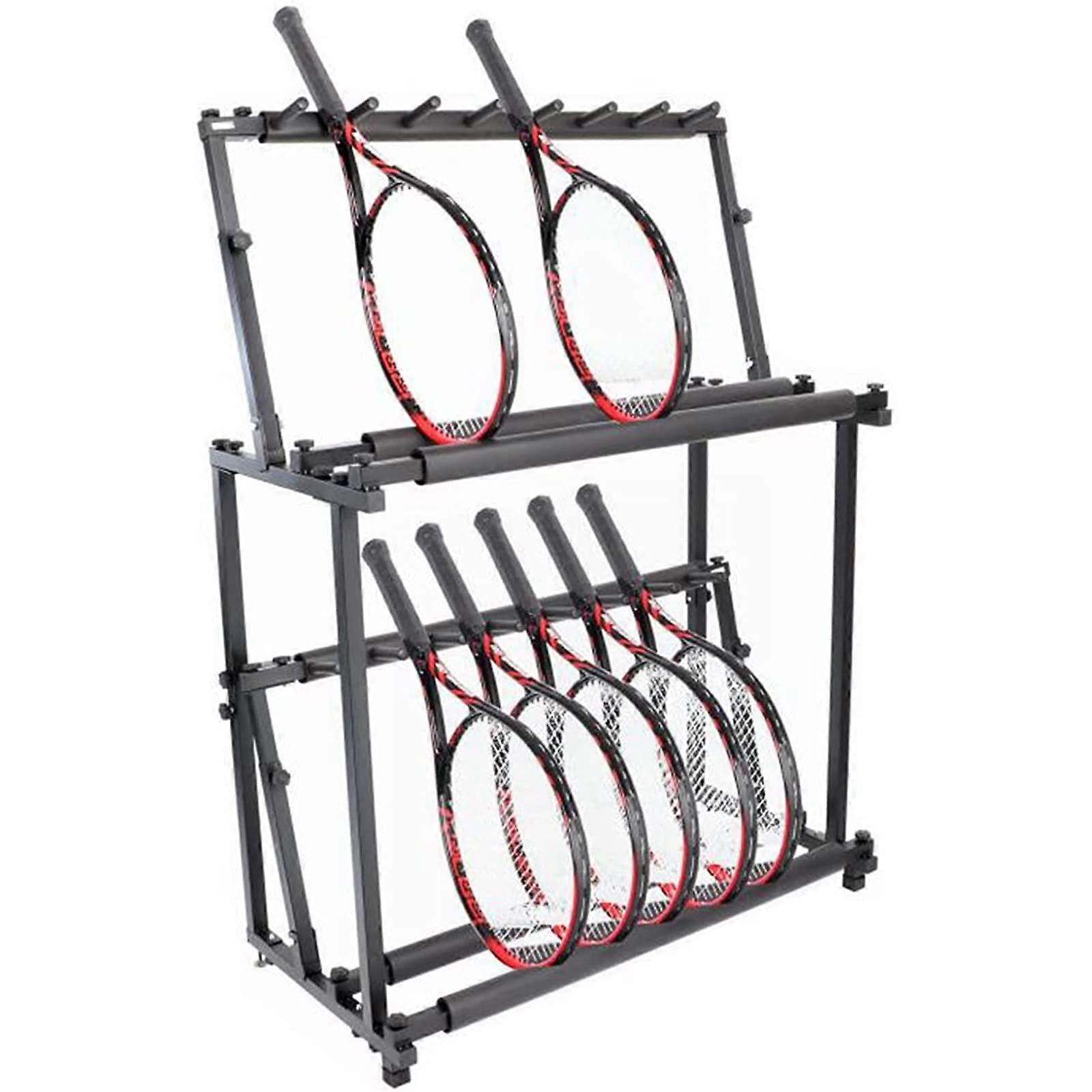 Racket Display Stand, Racket Storage Stand, Black 2Tier Training Equipment Organizer Holder, Suitable for Fitness Equipment Such as Tennis Rackets