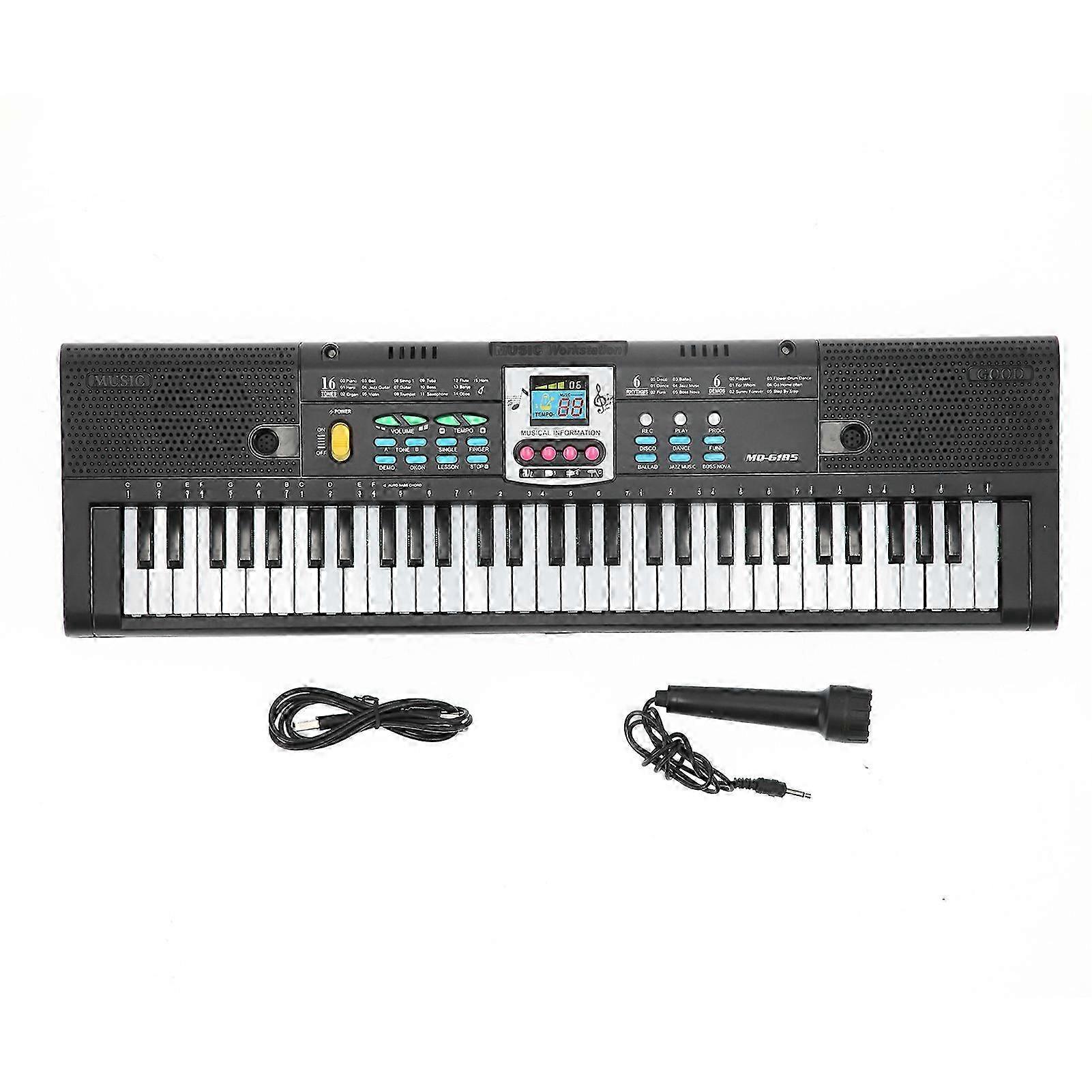 61Key Mini Electric Piano Black Multi-Functional Studio Toy with Microphone for Beginners