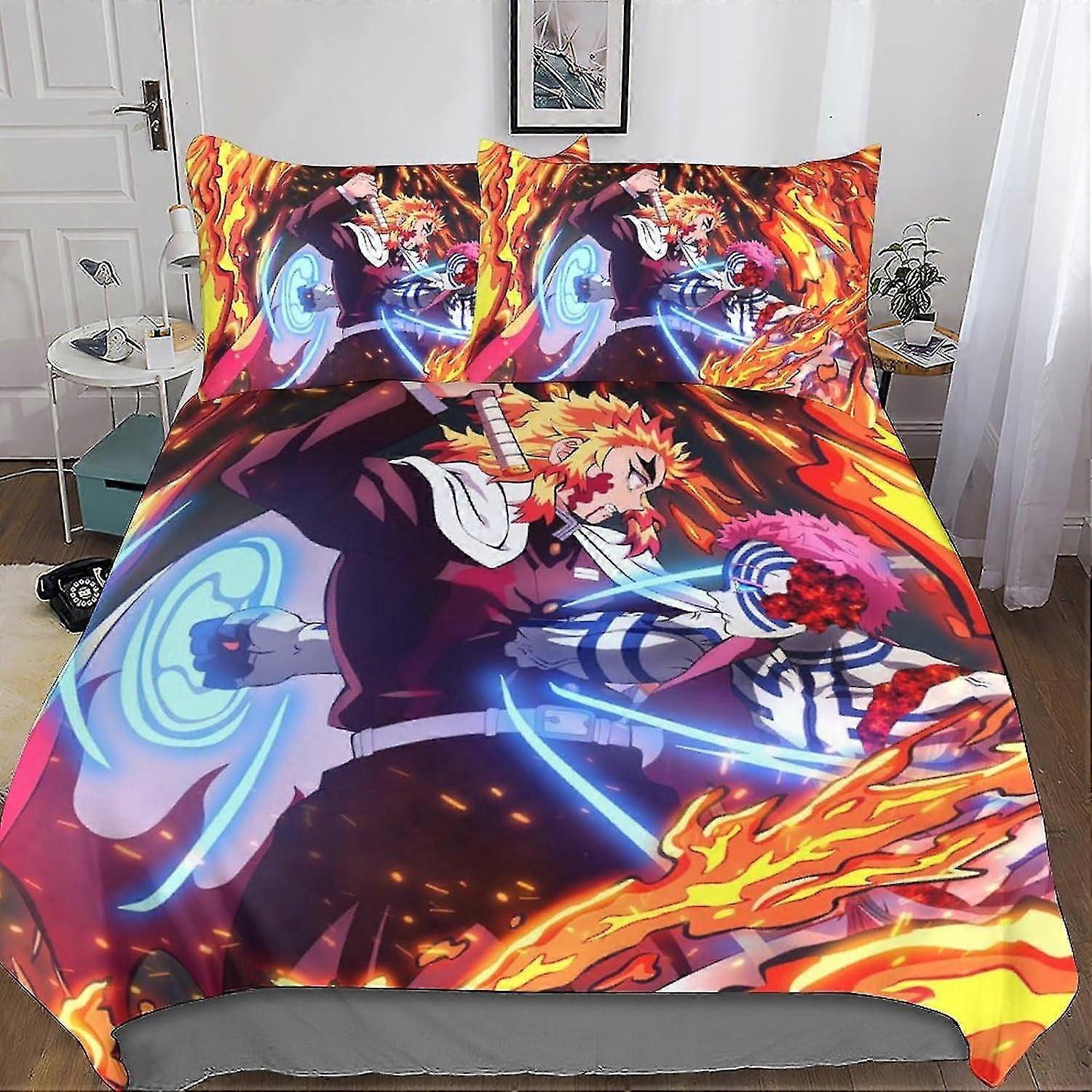 3D Printed Duvet Cover Set Soft Microfiber Bedding Set for Adults and Kids 3 Pieces With Pillow Cases and Zipper Suitable for Anime Fans