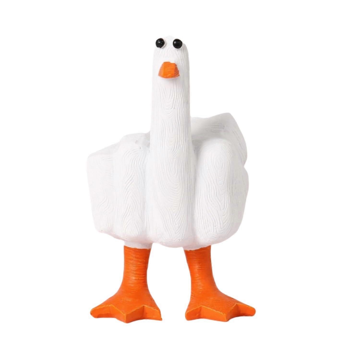 Middle Finger Duck Figurine, Funny Resin Duck Statue for Home Office Desk, Unique Housewarming Gift, 5 Inch